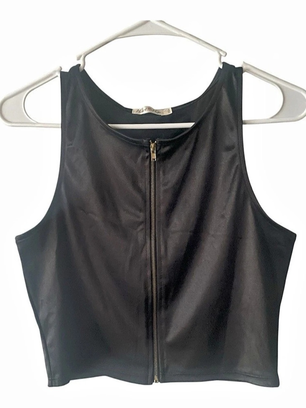 Heart Hips Black Zip-Front Tank Top Size Small Like New